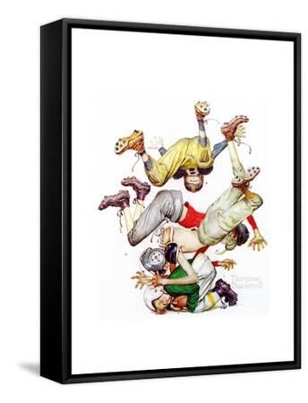 Four Sporting Boys: Football Giclee Print - Norman Rockwell | Art.com