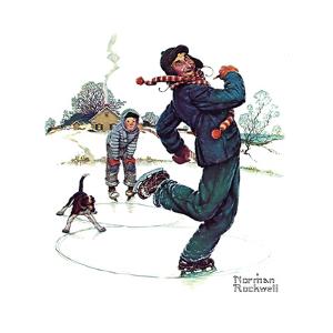 Grandpa and Me: Ice Skating by Norman Rockwell
