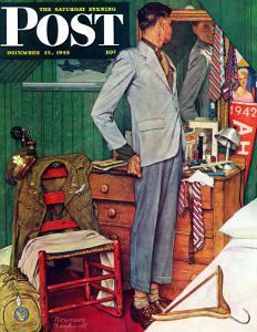 "Imperfect Fit" Saturday Evening Post Cover, December 15,1945 by Norman Rockwell