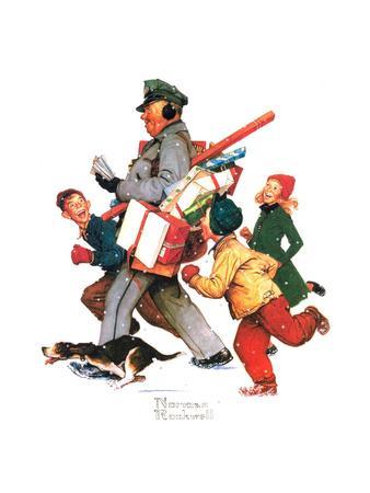 Norman Rockwell ジョリーポストマン 　メリークリスマス Jolly Postman Premium Giclee Print - Norman Rockwell | Art.com