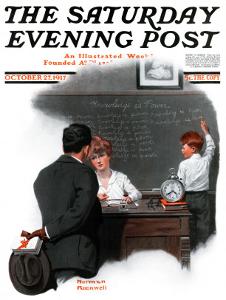 "Knowledge is Power" Saturday Evening Post Cover, October 27,1917 by Norman Rockwell