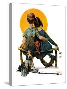 Beautiful Norman Rockwell Canvas Artwork For Posters And Little Spooners Or Sunset April 24 1926 Norman Rockwell Stretched Canvas Print