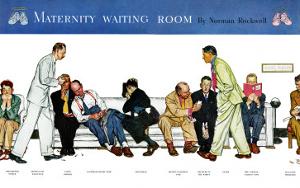 "Maternity Waiting Room", July 13,1946 by Norman Rockwell