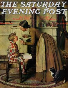 "Medicine Giver" "Take Your Medicine" Saturday Evening Post Cover, May 30,1936 by Norman Rockwell