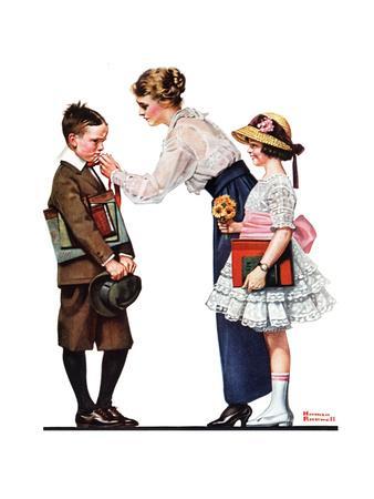 Mother Sending Children Off to School Giclee Print - Norman