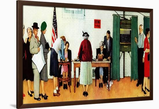 "Norman Rockwell Paints America at the Polls", November 4,1944-Norman Rockwell-Framed Premium Giclee Print