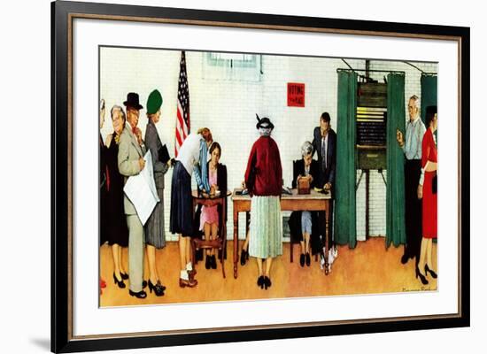 "Norman Rockwell Paints America at the Polls", November 4,1944-Norman Rockwell-Framed Giclee Print