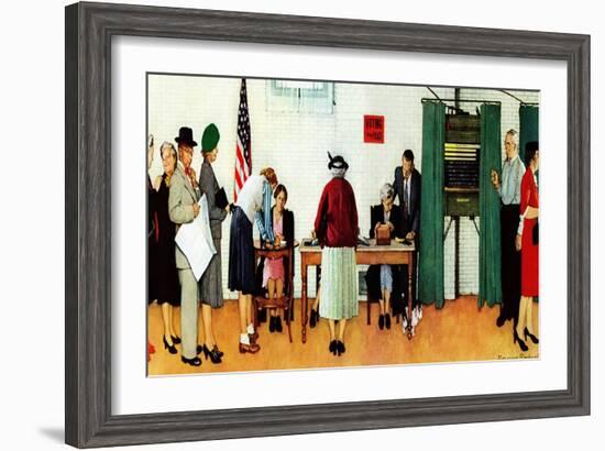 "Norman Rockwell Paints America at the Polls", November 4,1944-Norman Rockwell-Framed Giclee Print