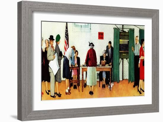 "Norman Rockwell Paints America at the Polls", November 4,1944-Norman Rockwell-Framed Giclee Print