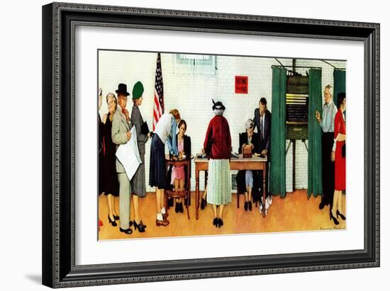 "Norman Rockwell Paints America at the Polls", November 4,1944-Norman Rockwell-Framed Giclee Print