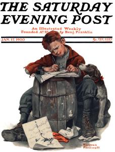 "Pen Pals" Saturday Evening Post Cover, January 17,1920 by Norman Rockwell