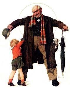 "Puppy in the Pocket" or "The Gift", January 25,1936 by Norman Rockwell