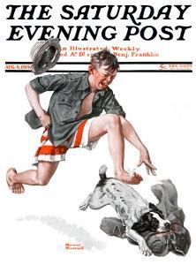 "Runaway Pants" Saturday Evening Post Cover, August 9,1919 by Norman Rockwell