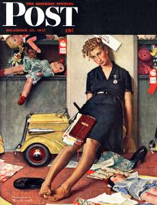 "Santa's Helper" Saturday Evening Post Cover, December 27,1947 by Norman Rockwell