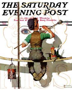 "Signpainter" Saturday Evening Post Cover, February 9,1935 by Norman Rockwell