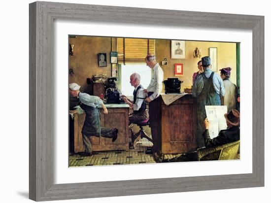 Norman Rockwell Visits a Country Editor-Norman Rockwell-Framed Giclee Print