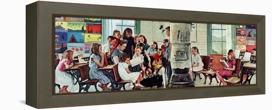 Norman Rockwell Visits a Country School-Norman Rockwell-Framed Premier Image Canvas