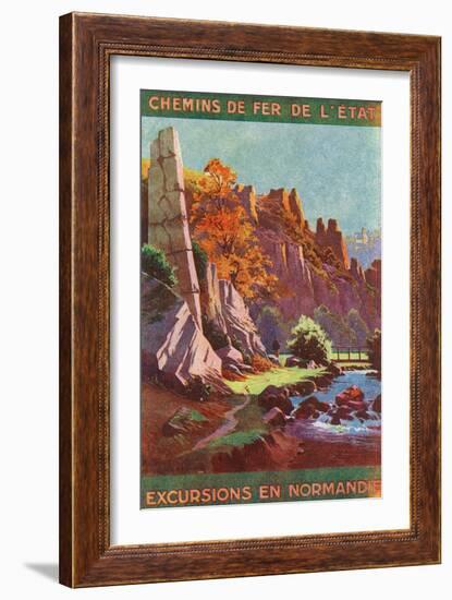 Normandy, France - Scenic Autumn View Near a Creek, State Railways Postcard, c.1920-Lantern Press-Framed Art Print