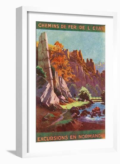 Normandy, France - Scenic Autumn View Near a Creek, State Railways Postcard, c.1920-Lantern Press-Framed Art Print