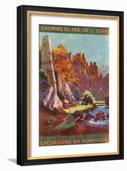 Normandy, France - Scenic Autumn View Near a Creek, State Railways Postcard, c.1920-Lantern Press-Framed Art Print