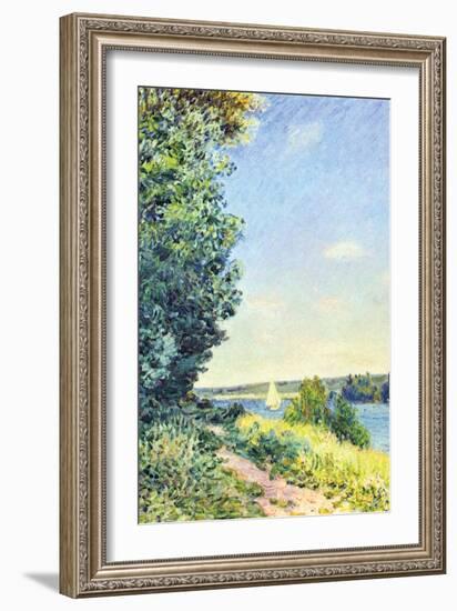 Normandy, Path on the Water, in the Evening at Sahurs-Alfred Sisley-Framed Art Print