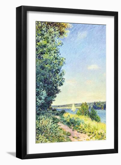 Normandy, Path on the Water, in the Evening at Sahurs-Alfred Sisley-Framed Art Print