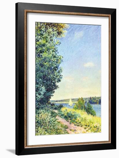 Normandy, Path on the Water, in the Evening at Sahurs-Alfred Sisley-Framed Art Print