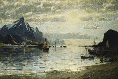 A Fjord Scene with Sailing Vessels-Normann Adelsteen-Framed Giclee Print