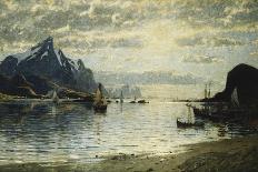 A Fjord Scene with Sailing Vessels-Normann Adelsteen-Mounted Giclee Print