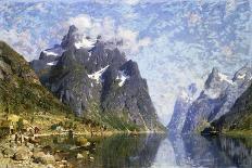 A Fjord Scene with Sailing Vessels-Normann Adelsteen-Mounted Giclee Print