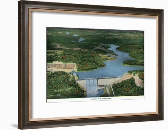 Norris, Tennessee - Aerial View of Norris Dam and Lake, c.1944-Lantern Press-Framed Art Print