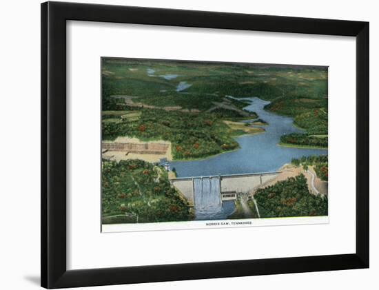 Norris, Tennessee - Aerial View of Norris Dam and Lake, c.1944-Lantern Press-Framed Art Print