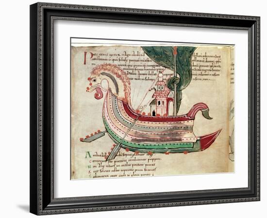 Norse Dragon-Prowed Ship, C10th Century-null-Framed Giclee Print