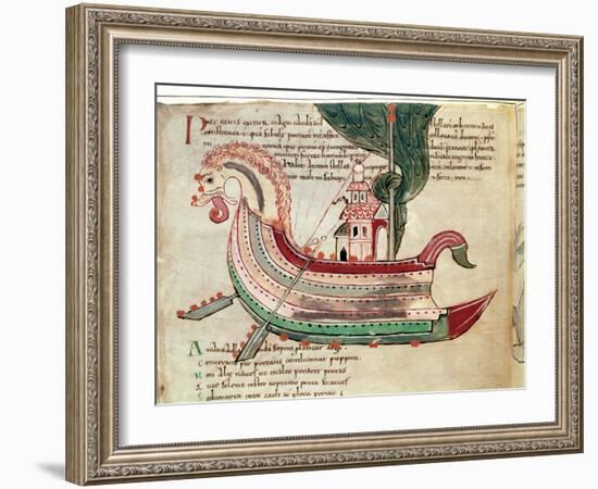 Norse Dragon-Prowed Ship, C10th Century-null-Framed Premium Giclee Print