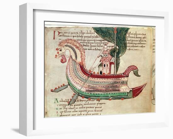 Norse Dragon-Prowed Ship, C10th Century-null-Framed Premium Giclee Print