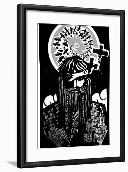 Norse God Odin with Spiral Crows-JeffreyThompson-Framed Art Print