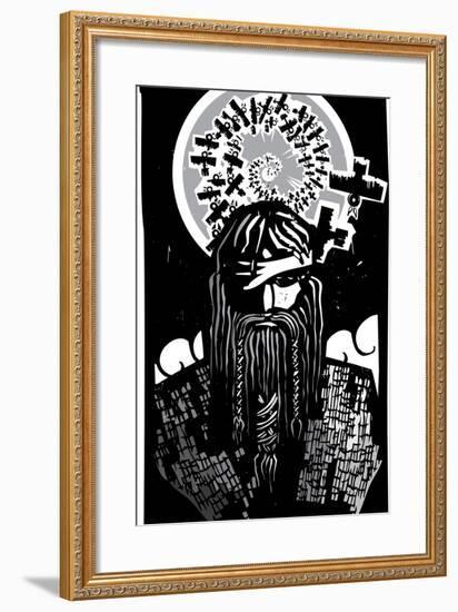 Norse God Odin with Spiral Crows-JeffreyThompson-Framed Art Print
