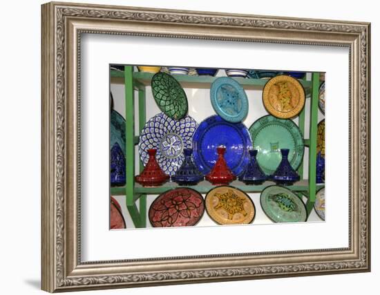 North Africa, Africa, Morocco, Marrakesh. A selection of Morrocan pottery and ceramics.-Kymri Wilt-Framed Photographic Print