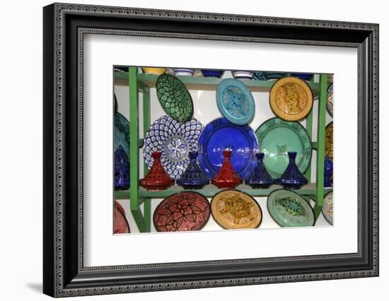 North Africa, Africa, Morocco, Marrakesh. A selection of Morrocan pottery and ceramics.-Kymri Wilt-Framed Photographic Print