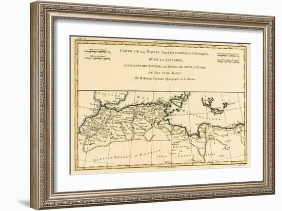 North Africa, Including the Kingdoms of Tripoli, Tunis, Alger; Fez and Morocco, from 'Atlas De…-Charles Marie Rigobert Bonne-Framed Giclee Print