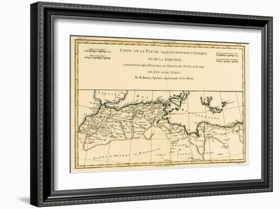 North Africa, Including the Kingdoms of Tripoli, Tunis, Alger; Fez and Morocco, from 'Atlas De…-Charles Marie Rigobert Bonne-Framed Giclee Print