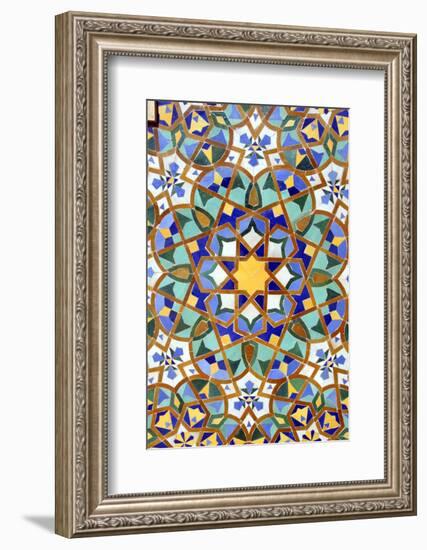 North Africa, Morocco, Casablanca. Hassan II Mosque mosaic tile detail-Kymri Wilt-Framed Photographic Print