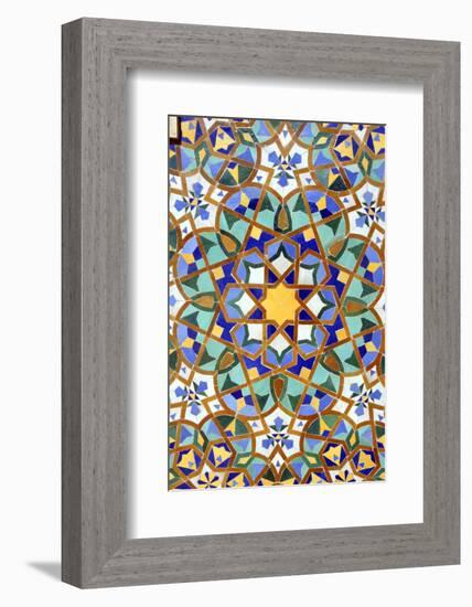 North Africa, Morocco, Casablanca. Hassan II Mosque mosaic tile detail-Kymri Wilt-Framed Photographic Print