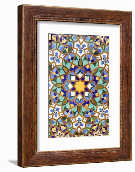 North Africa, Morocco, Casablanca. Hassan II Mosque mosaic tile detail-Kymri Wilt-Framed Photographic Print