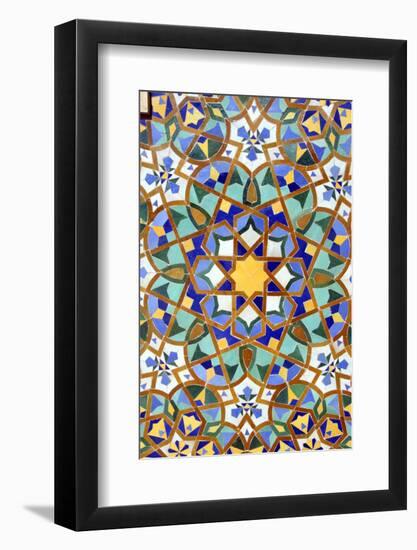 North Africa, Morocco, Casablanca. Hassan II Mosque mosaic tile detail-Kymri Wilt-Framed Photographic Print