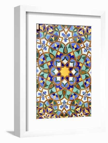 North Africa, Morocco, Casablanca. Hassan II Mosque mosaic tile detail-Kymri Wilt-Framed Photographic Print