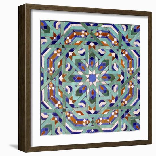 North Africa, Morocco, Casablanca. Hassan II Mosque mosaic tile detail-Kymri Wilt-Framed Photographic Print