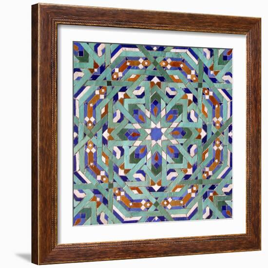 North Africa, Morocco, Casablanca. Hassan II Mosque mosaic tile detail-Kymri Wilt-Framed Photographic Print