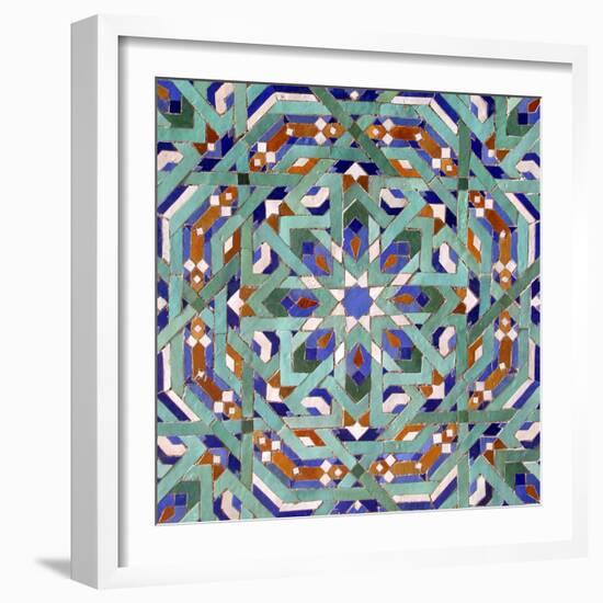 North Africa, Morocco, Casablanca. Hassan II Mosque mosaic tile detail-Kymri Wilt-Framed Photographic Print