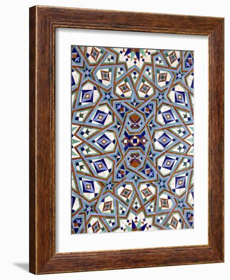 North Africa, Morocco, Casablanca. Hassan II Mosque mosaic tile detail-Kymri Wilt-Framed Photographic Print